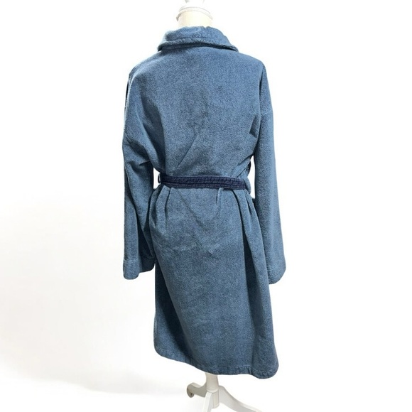 🌻Eberjey Coastal Blue Terry Gender Neutral Long Robe Unisex Size M/L - Picture 11 of 15